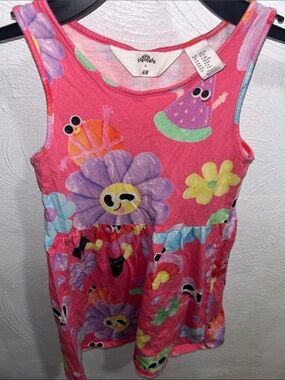 H&M Kids Pink Graphic Floral Tank Dress